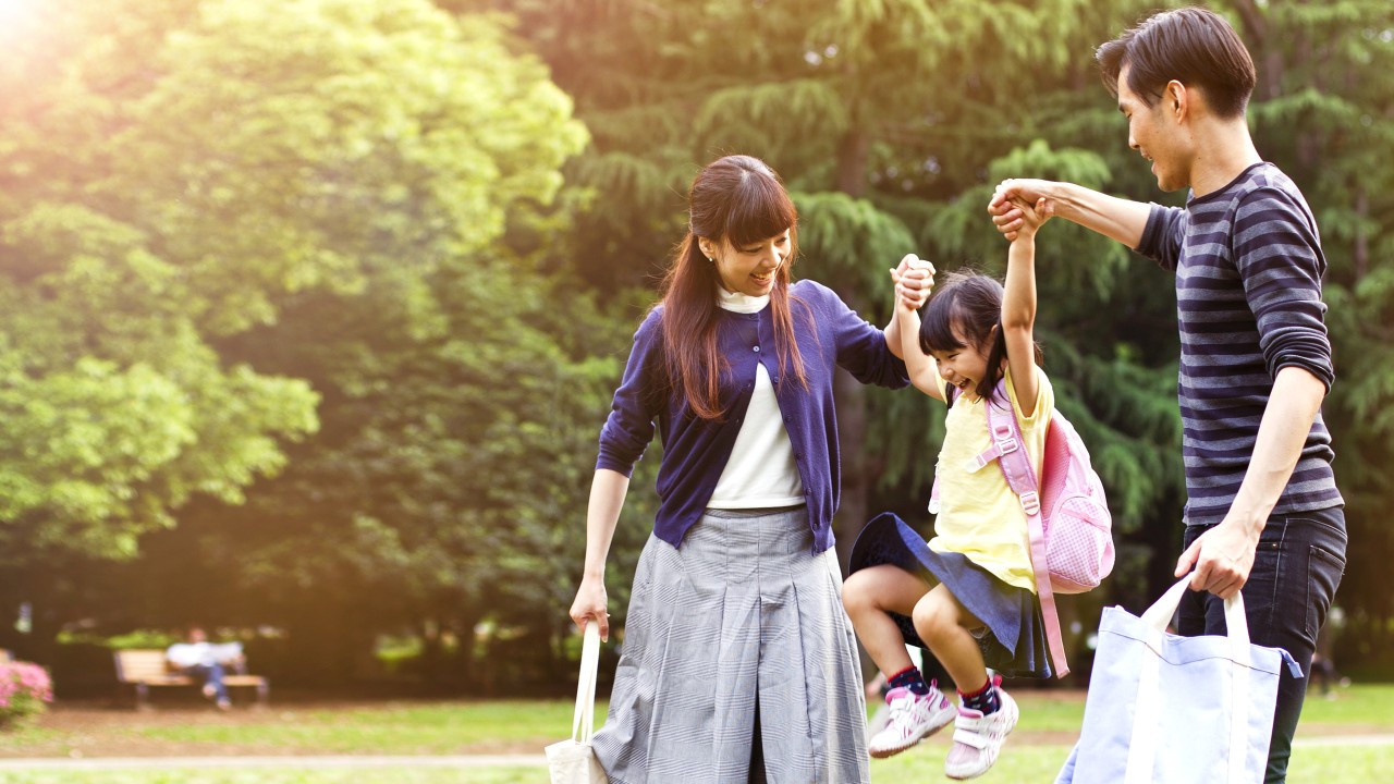 Family having a walk.