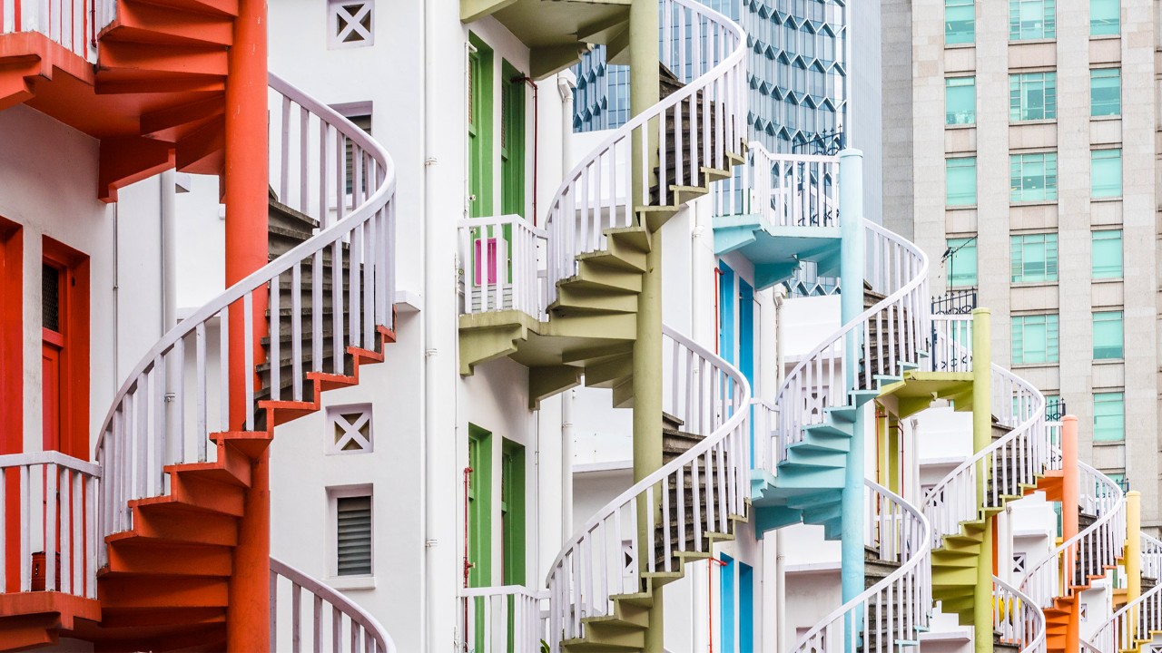 Rainbow stairs, image used for HSBC Mortgage to buy a new property
