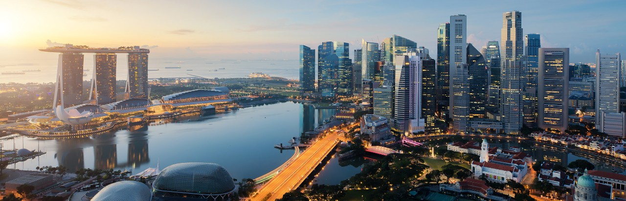 新加坡天际线；图片使用于汇丰新加坡外币定期存款页面