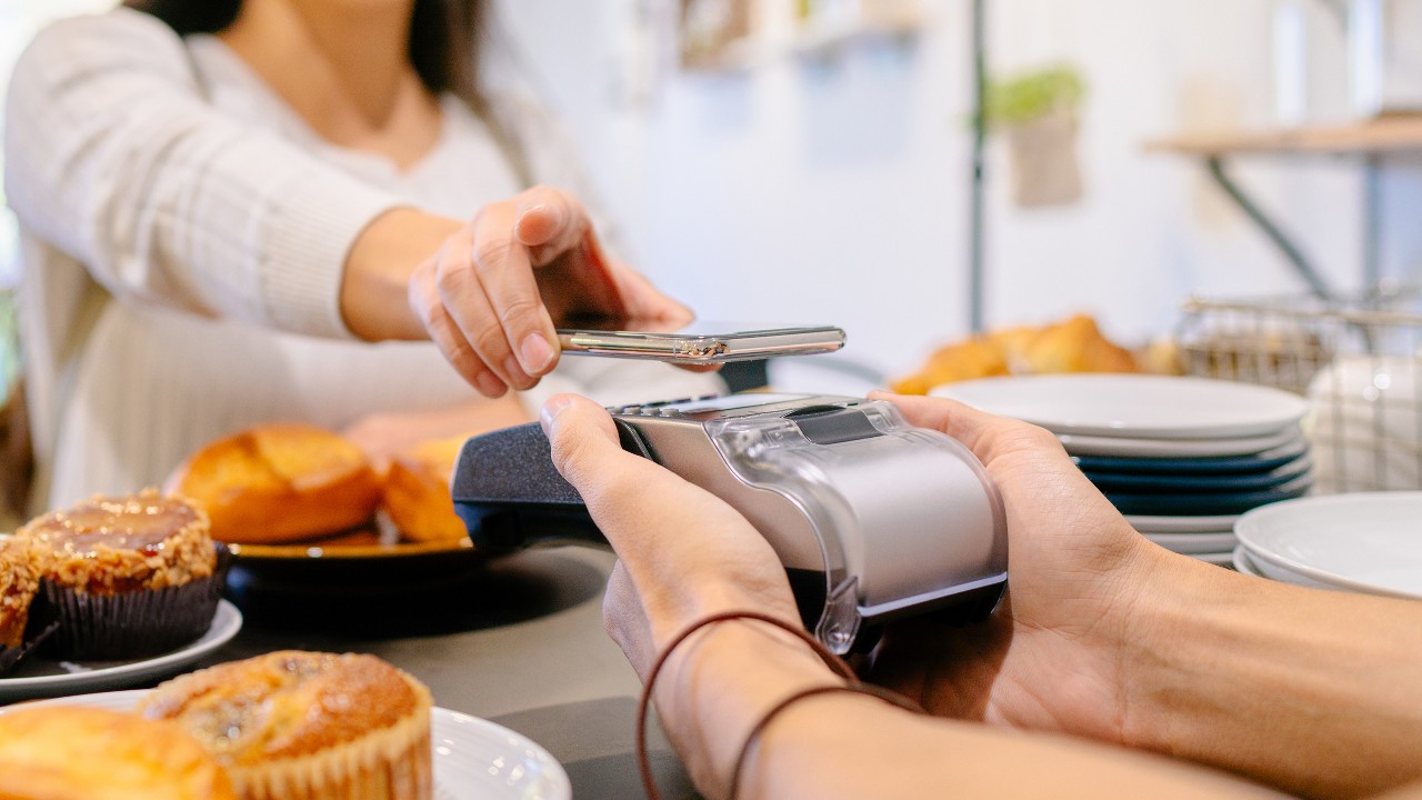 Customer making mobile payment