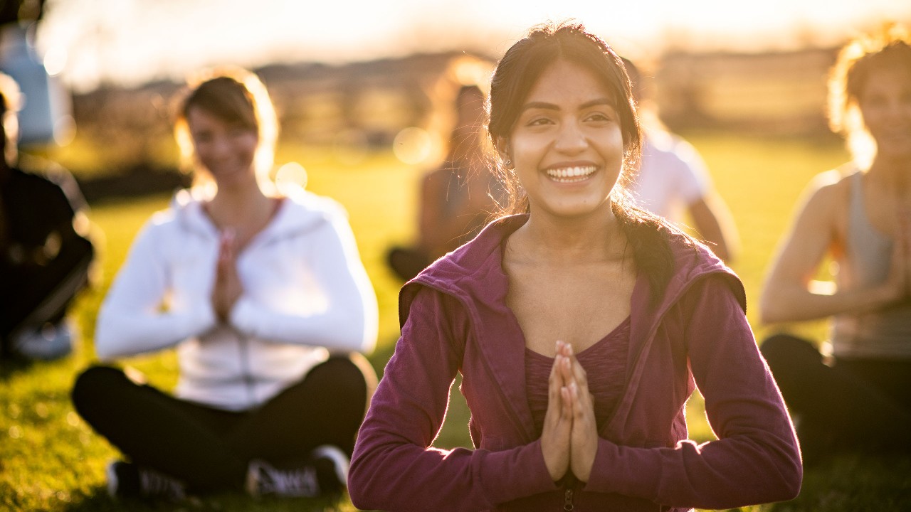 Yoga class in the park.