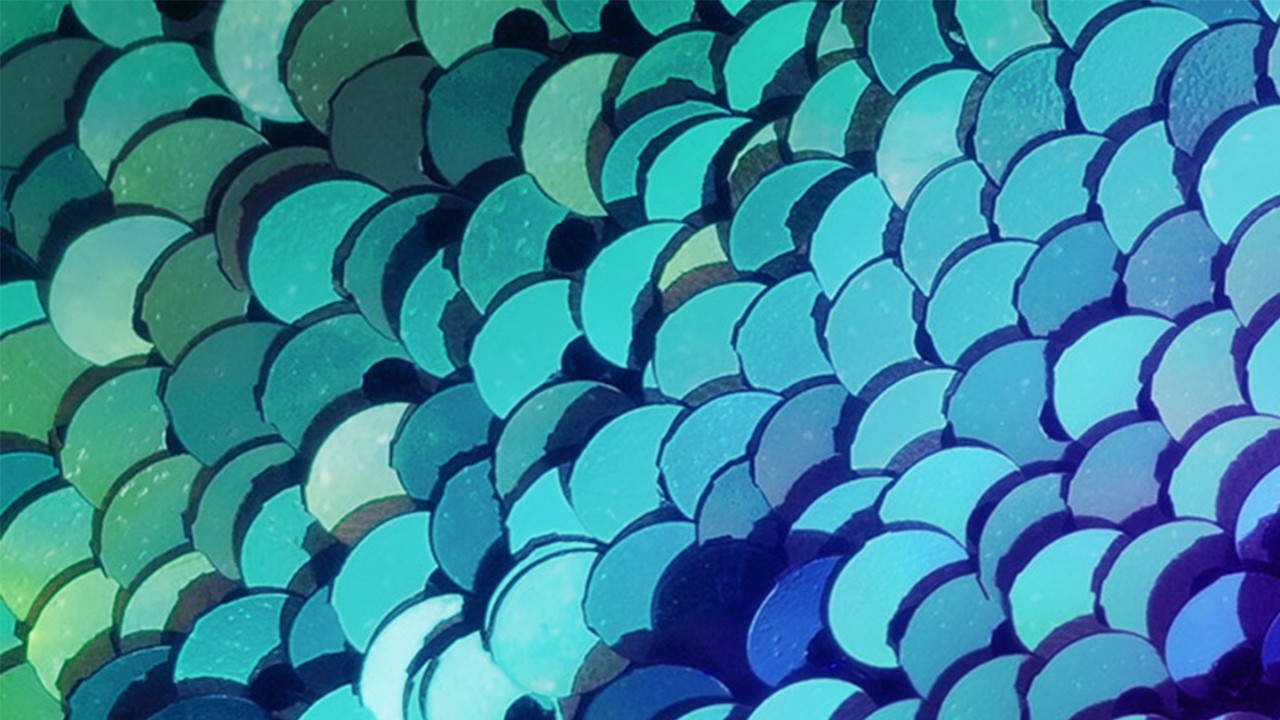 Blue and green sequins.