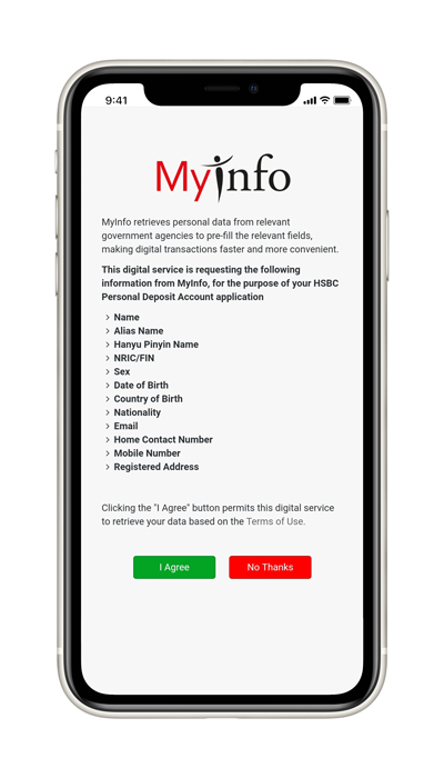 Digital account opening guide using Myinfo step 2