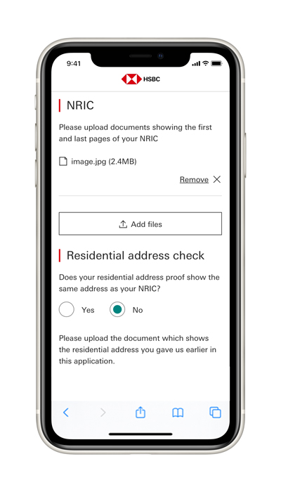 Digital account opening guide without using Myinfo step 5