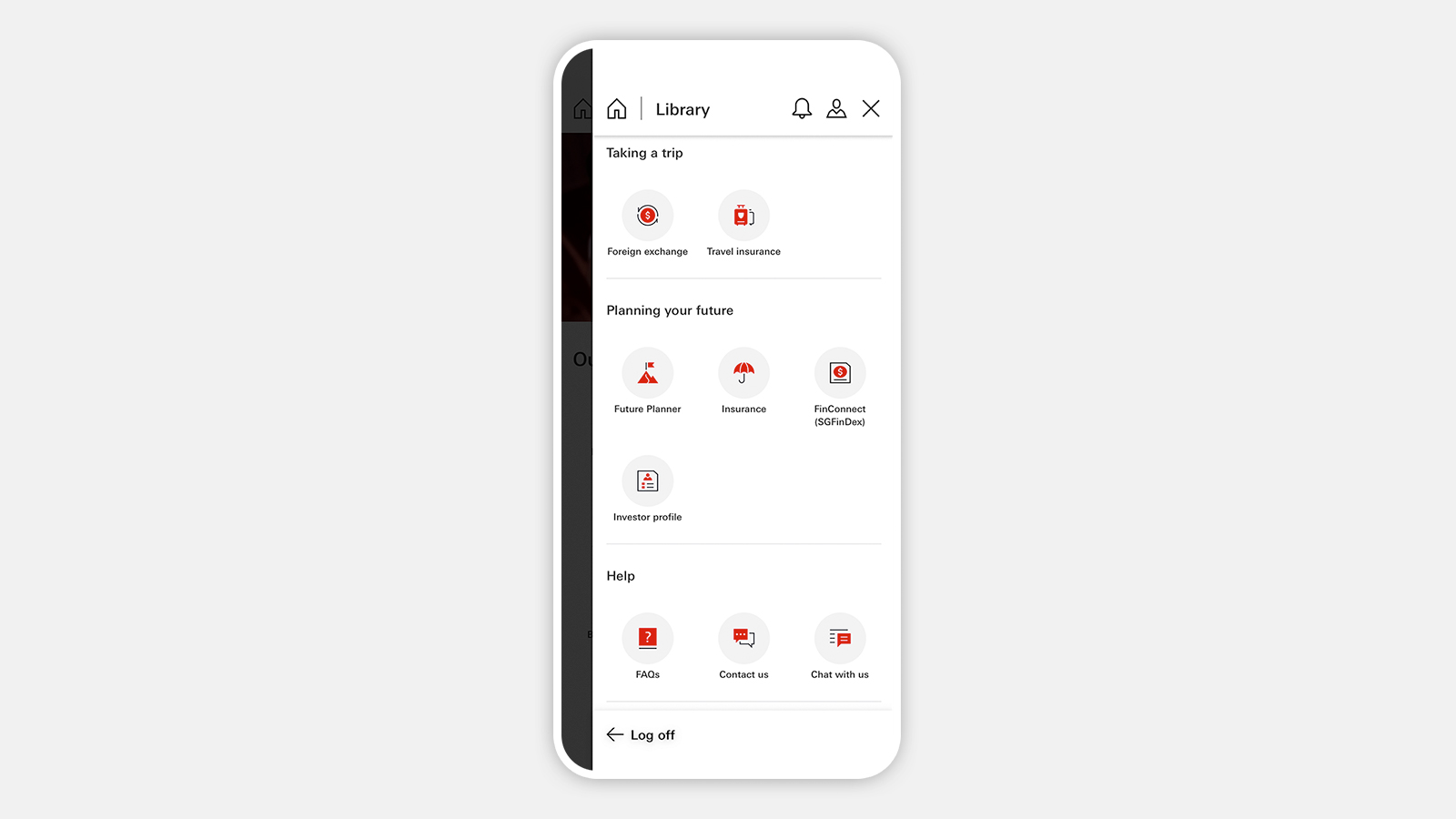 Select 'Connect to other banks' in the HSBC Singapore app