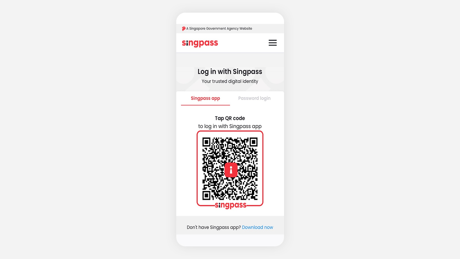 Login in with your SingPass credentials