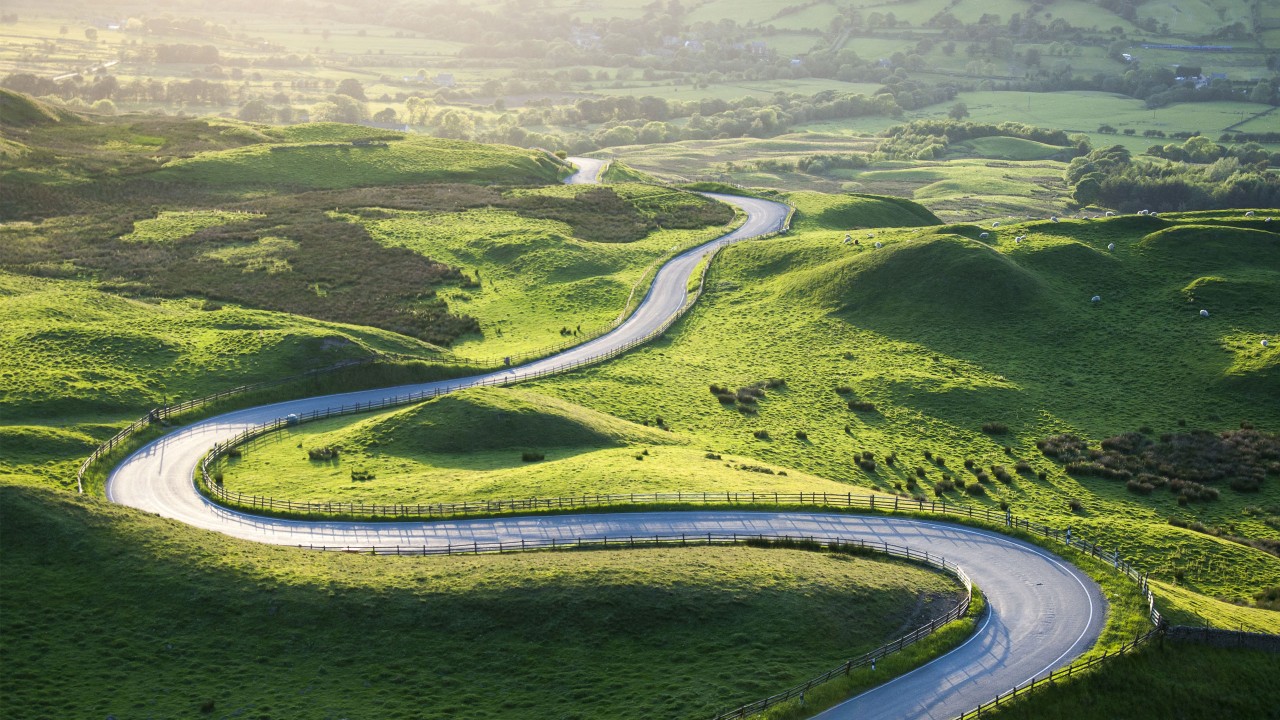 Windy road in the countryside.